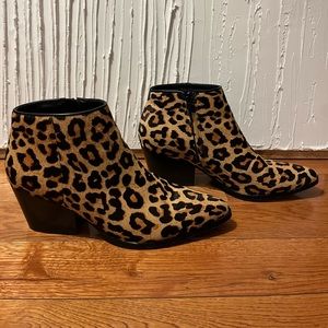 Bleecker & Bond Leather Upper Leopard Booties